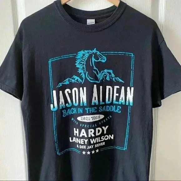 Jason Aldean T-Shirt Back in the Saddle 2021 Concert  Tour Band Tee Black Medium - Picture 6 of 16